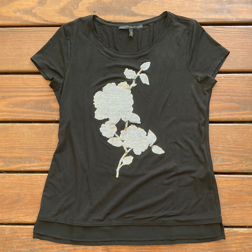 WHBM sequin flower tunic t-shirt